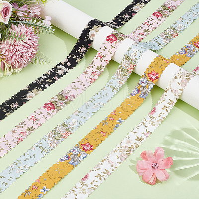 25 Yards 5 Colors Flower Printed Polyester Ribbon OCOR-PH0036-17-1