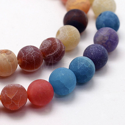 Frosted Natural Agate Beads Strands X-G-F367-8mm-08-1