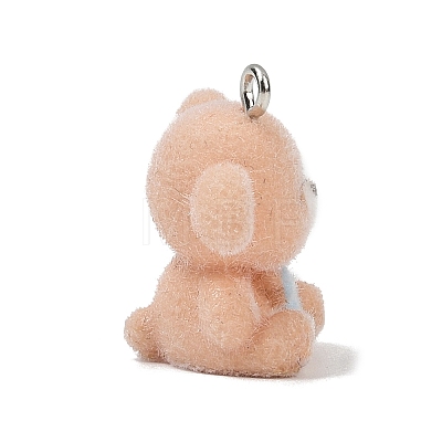 Animal Theme Flocky Opaque Resin Pendants RESI-H042-01P-20-1