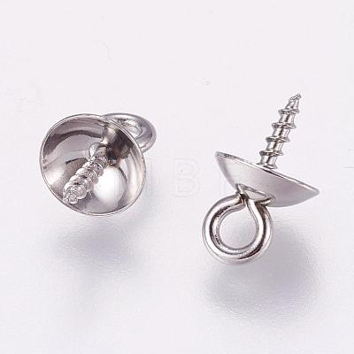 201 Stainless Steel Peg Bails Pendants for Half-driled Beads STAS-K148-12A-1