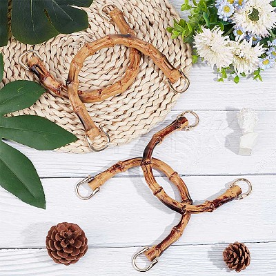 Arch Shaped Plastic Imitation Bamboo Bag Handles FIND-WH0111-303B-1
