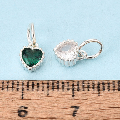 925 Sterling Silver Pave Cubic Zirconia Heart Charms STER-T009-17S-1