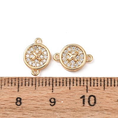 Brass Micro Pave Clear Cubic Zirconia Links KK-T082-08G-1