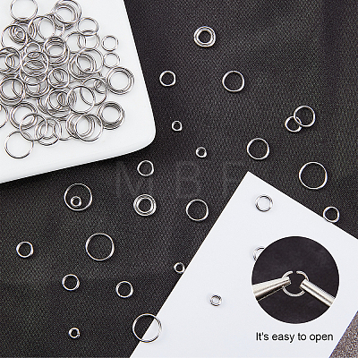 400Pcs 4 Style 304 Stainless Steel Open Jump Rings STAS-SC0001-19-1