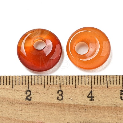 Natural Red Agate Donut/Pi Disc Charms G-G142-02P-1