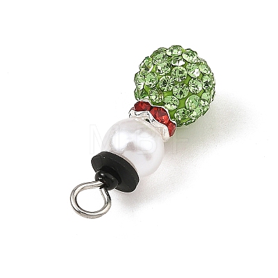 Christmas Handmade Polymer Clay with Rhinestone Pendants PALLOY-JF06037-01-1