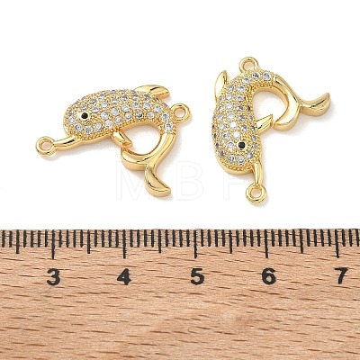 Brass Micro Pave Clear Cubic Zirconia Sea Animals Connector Charms KK-H280-01B-G-1