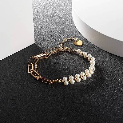 Round Shell Pearl Beaded Bracelets X1-BJEW-TA00008-1