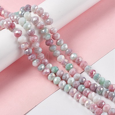 Faceted Electroplated Glass Beads Strands GLAA-C023-02C-1