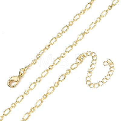 2.7MM Brass Textured Figaro Chain Necklaces for Women KK-CBA2293-16G-1