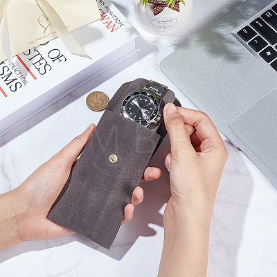 Rectangle Velvet Single Watch Storage Bag with Flip Cover LS-ABAG-WH0044-46A-1