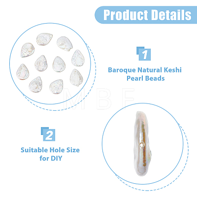 10Pcs Baroque Natural Keshi Pearl Beads PEAR-HS0001-06-1
