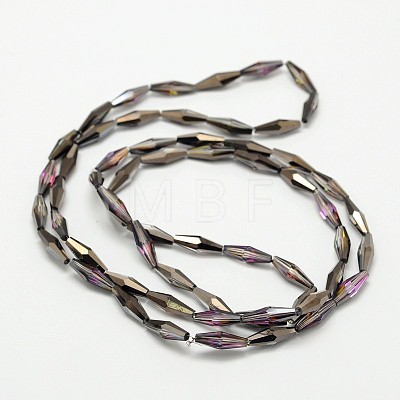 Faceted Half Plated Rice Electroplated Glass Beads Strands EGLA-F103-01C-1