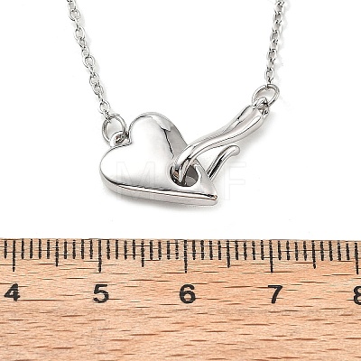 Heart 304 Stainless Steel Pendant Necklaces for Women NJEW-D288-01P-1