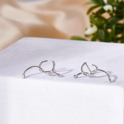 Rhodium Plated 925 Sterling Silver Twist Knot Stud Earrings for Women JE1081A-1