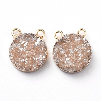 Electroplate Natural Druzy Agate Charms G-L553-52-1