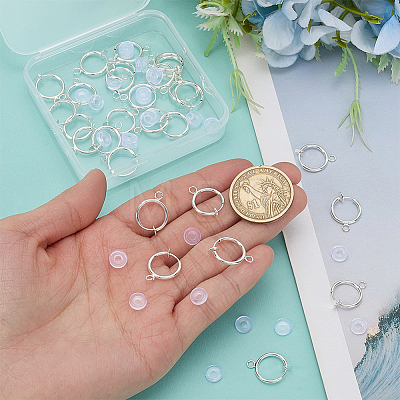 28Pcs Brass Clip-on Hoop Earring Findings KK-ME0001-30S-1