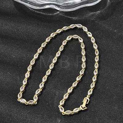 Brass Micro Pave Cubic Zirconia Geometric Tennis Necklaces NJEW-C121-02C-G-1