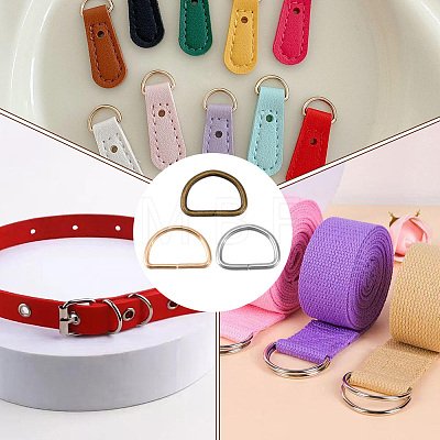120Pcs 3 Colors Iron D Rings IFIN-CL0001-17-1
