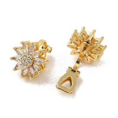 Rack Plating Real 18K Gold Plated Brass Sunflower Shape Clip-on Earrings EJEW-B034-05G-1