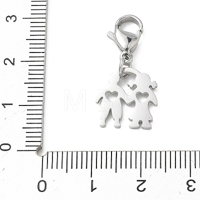 304 Stainless Steel Boy Girl Heart Cutout Pendant Decorations STAS-B141-08P-1