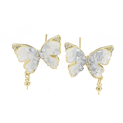 Brass with Enamel with Cubic Zirconia with Crystal Stud Earring with 925 Sterling Silver Pins KK-Q820-06G-1
