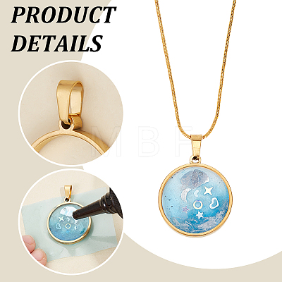 10Pcs Stainless Steel Open Back Bezel Pendant Cabochon Settings STAS-UN0061-36A-1