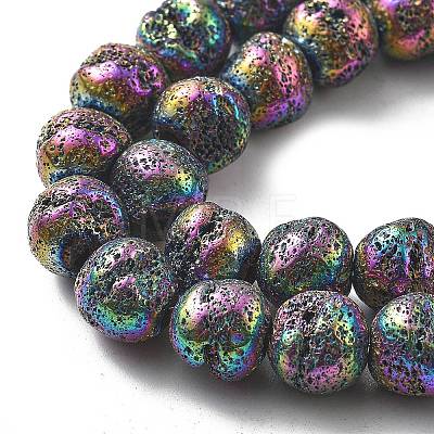 Electroplated Natural Lava Rock Beads Strands G-A251-D01-01I-1