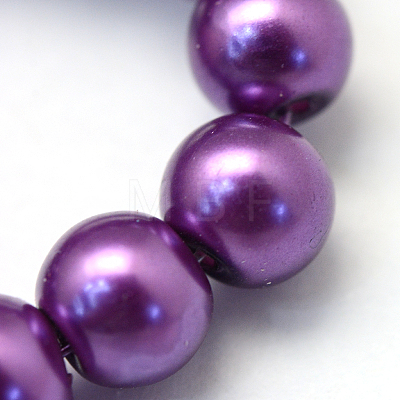 Baking Painted Pearlized Glass Pearl Round Bead Strands HY-Q330-8mm-37-1