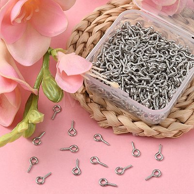 500Pcs Iron Screw Eye Pin Peg Bails FIND-YW0003-06P-1