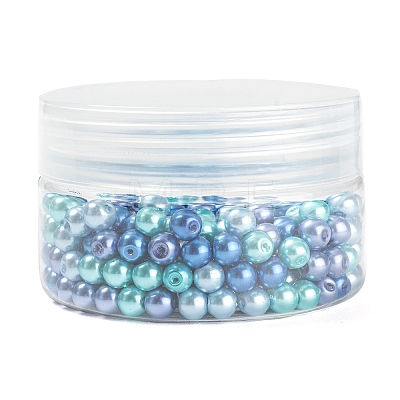 300Pcs Baking Painted Pearlized Glass Pearl Round Beads HY-FS0001-01C-1