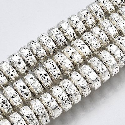 Electroplated Natural Lava Rock Beads Strands G-T114-67S-1