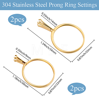 4Pcs 2 Styles 304 Stainless Steel Finger Ring Components DIY-BBC0003-13-1