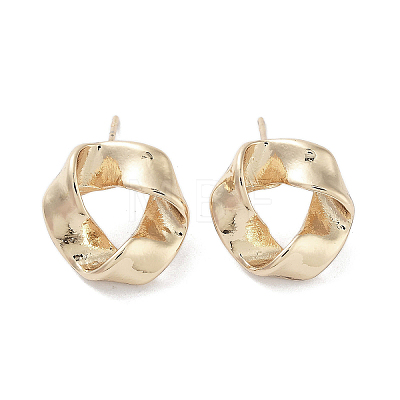 Twist Ring Alloy Studs Earrings for Women EJEW-H309-12KCG-1