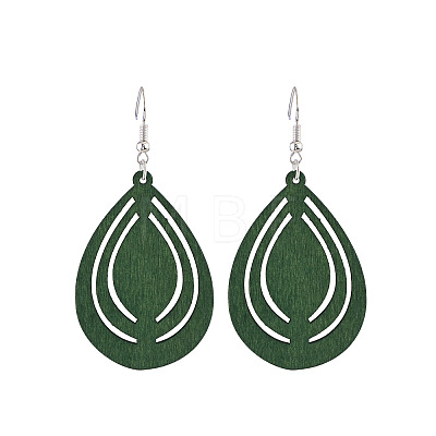 Hollow Out Teardrop Wood Dangle Earrings FS-WG5AC87-03-1