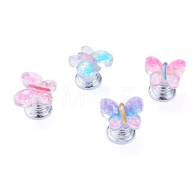 4Pcs 4 Colors Plastic Butterfly Shaped Toilet Tank Button AJEW-TA0003-57-1