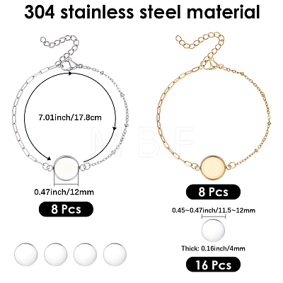 16Pcs 2 Colors 304 Stainless Steel Paperclip Chain Satellite Chain Bracelet Making BJEW-SP0001-32A-1