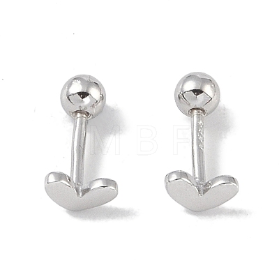 Anti-Tarnish Heart Rhodium Plated 999 Sterling Silver Cartilage Earrings for Women EJEW-S215-29P-02-1