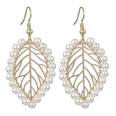 Shell Pearl Dangle Earrings EJEW-TA00358-1