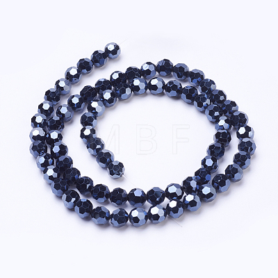 Faceted(32 Facets)(32 Facets) Electroplate Glass Beads Strand X-EGLA-J042-6mm-F01-1