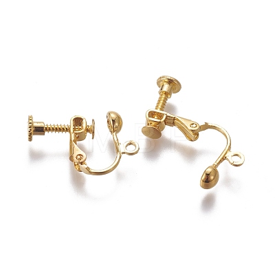Rack Plated Brass Screw Clip-on Earring Findings KK-P169-04G-1