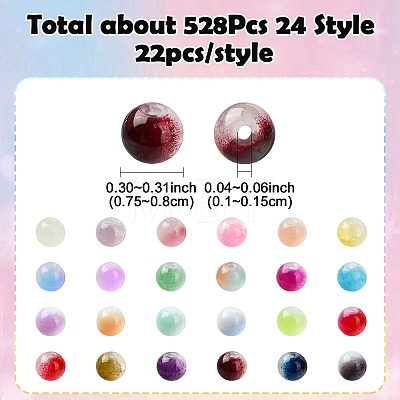 528Pcs 24 Style Mixed Style Glass Beads DGLA-YW0001-20-1