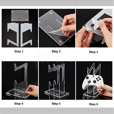 2-Tier Transparent Acrylic Game Controller Display Stand Holders ODIS-WH0002-11-1