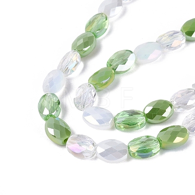Electroplate Imitation Jade & Opaque & Transparent Glass Beads Strands EGLA-Q135-6x8MM-01E-1