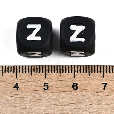 20Pcs Black Cube Letter Silicone Beads 12x12x12mm Square Dice Alphabet Beads with 2mm Hole Spacer Loose Letter Beads for Bracelet Necklace Jewelry Making JX433Z-1