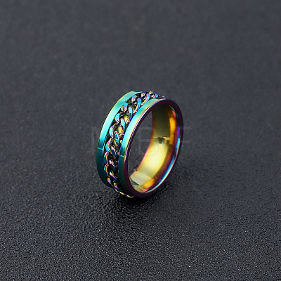 304 Stainless Steel Rotatable Chain Finger Rings for Men FS-WG60CA3-31-1