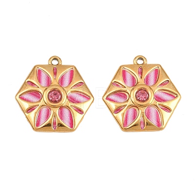 304 Stainless Steel Enamel & Rhinestone Pendants STAS-G398-26G-01-1