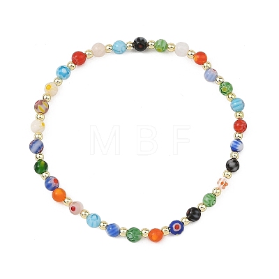 Handmade Millefiori Glass Round Beads Stretch Bracelets for Women BJEW-JB14236-1
