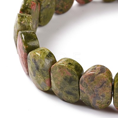 Natural Unakite Oval Beaded Stretch Bracelet G-E010-01J-1