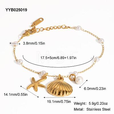 Summer Shell Starfish Stainless Steel Charm Bracelets ME5016-1-1